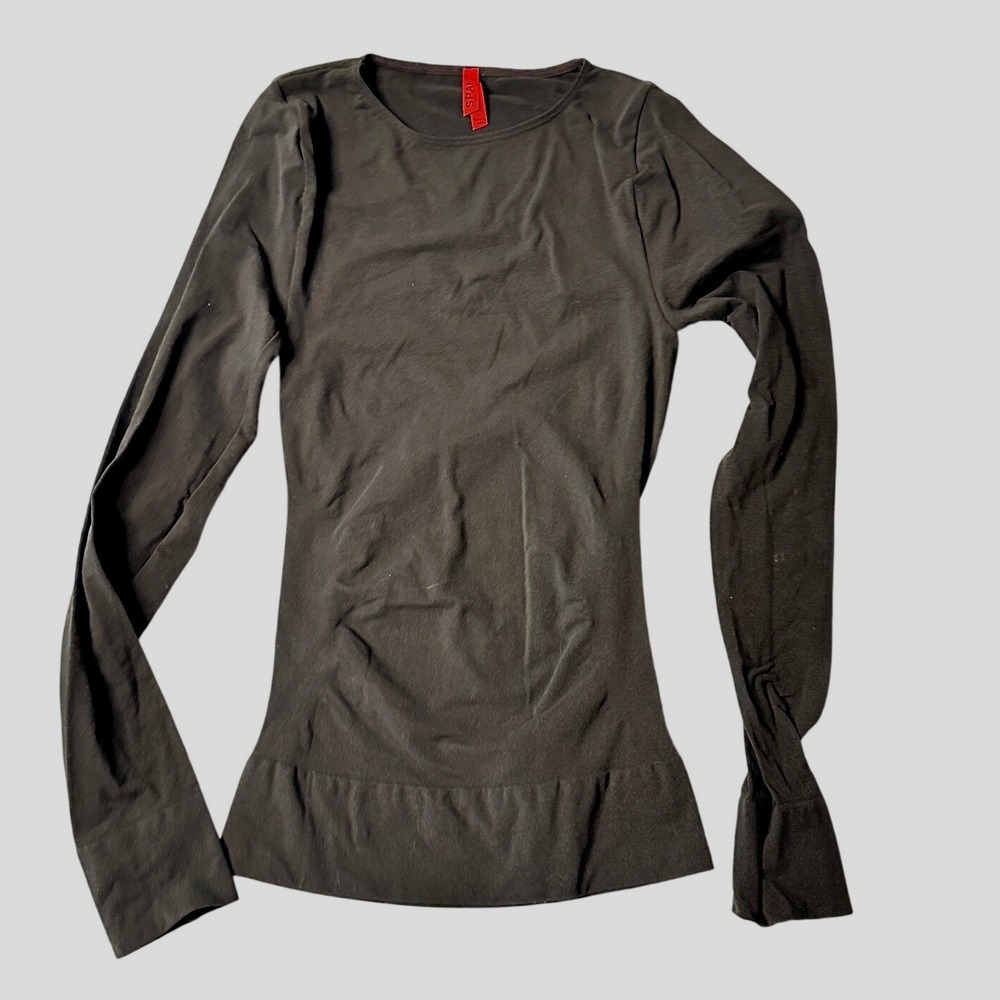 Spanx Long Sleeve Crew Top Womens 1X Bittersweet Brown Compression 977 NWT - Picture 3 of 10